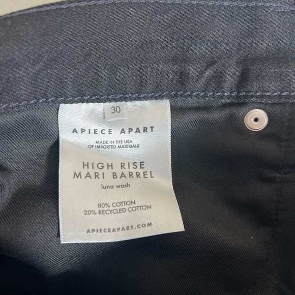 New APIECE APART HIGH RISE MARI BARREL JEAN Luna wash black jeans 30 - Picture 6 of 9